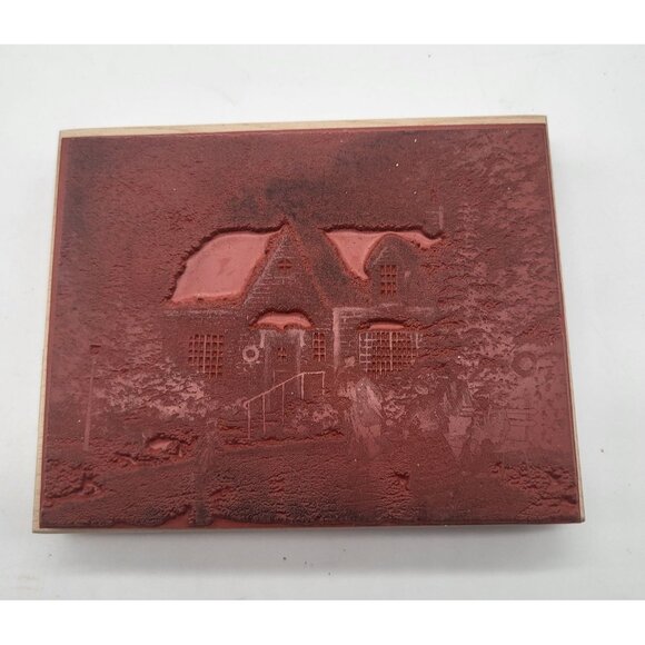 Thomas Kinkade VTG TK-112T Skater's Pond Heritage Farms Series Rubber Stamp 90s - Picture 6 of 11